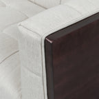 Stylish Mid-Century Modern Three-Seater Sofa with Button-Tufted Waffle Stitch