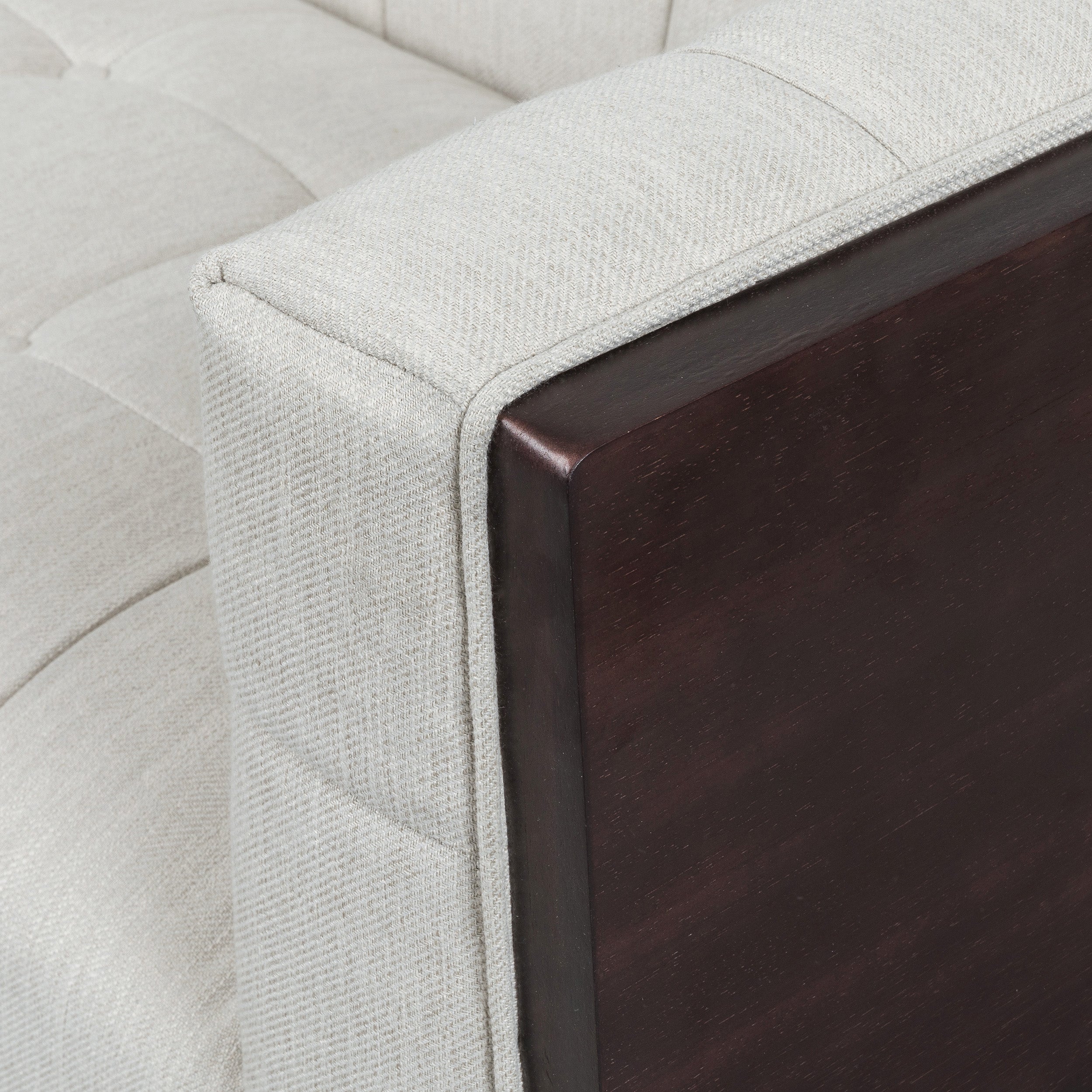 Stylish Mid-Century Modern Three-Seater Sofa with Button-Tufted Waffle Stitch