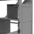 Bunk Bed with Stairs, Desk & LED Lights, Space-Saving Storage Bunk Bed with Drawers for Kids & Teens