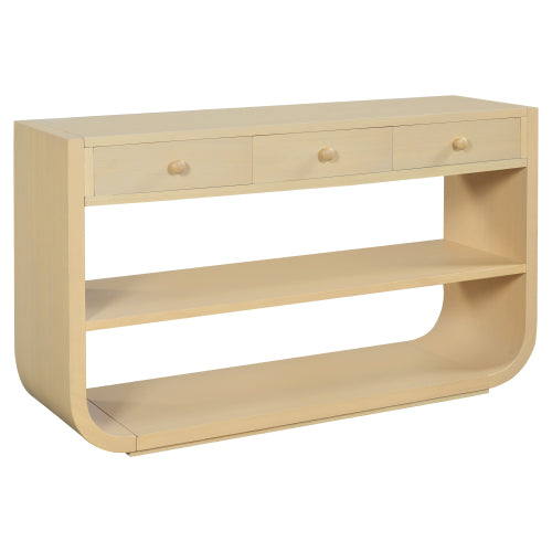 Christopher Knight Home Poppy Modern Curved Console Table with 3 Drawers and 2 Open Shelves, Natural