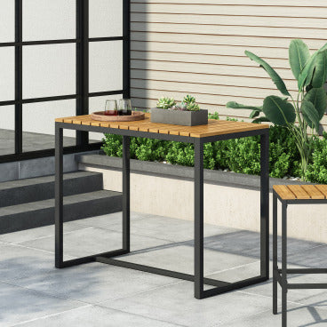 Christopher Knight Home Elkhart Outdoor Modern Industrial Acacia Wood Bar Table, Teak