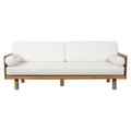 Christopher Knight Home Zack 75.75'' Rustic Outdoor Acacia Wood 3-Seater Sofa with Water-Resistant Cushions, Light Teak