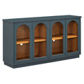 GDFStudio Henley 4-Door Buffet Cabinet with Arched Glass Doors and Adjustable Shelves, Navy