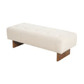 Christopher Knight Home Modern Rectangular Linen Ottoman Bench – Tufted Upholstered Footstool with Wood Legs