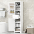 GDFStudio Isabella Modern Wood Tall Bathroom Storage Cabinet with Adjustable Shelves, White