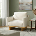 Christopher Knight Home Niran Modern Rubberwood Boucle Upholstered Accent Chair with Soft Cushion, Beige