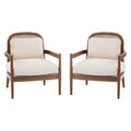 Christopher Knight Home Zuka Mid-Century Modern Rattan Wooden Chair with Cushions (Set of 2), Light Brown/Ivory
