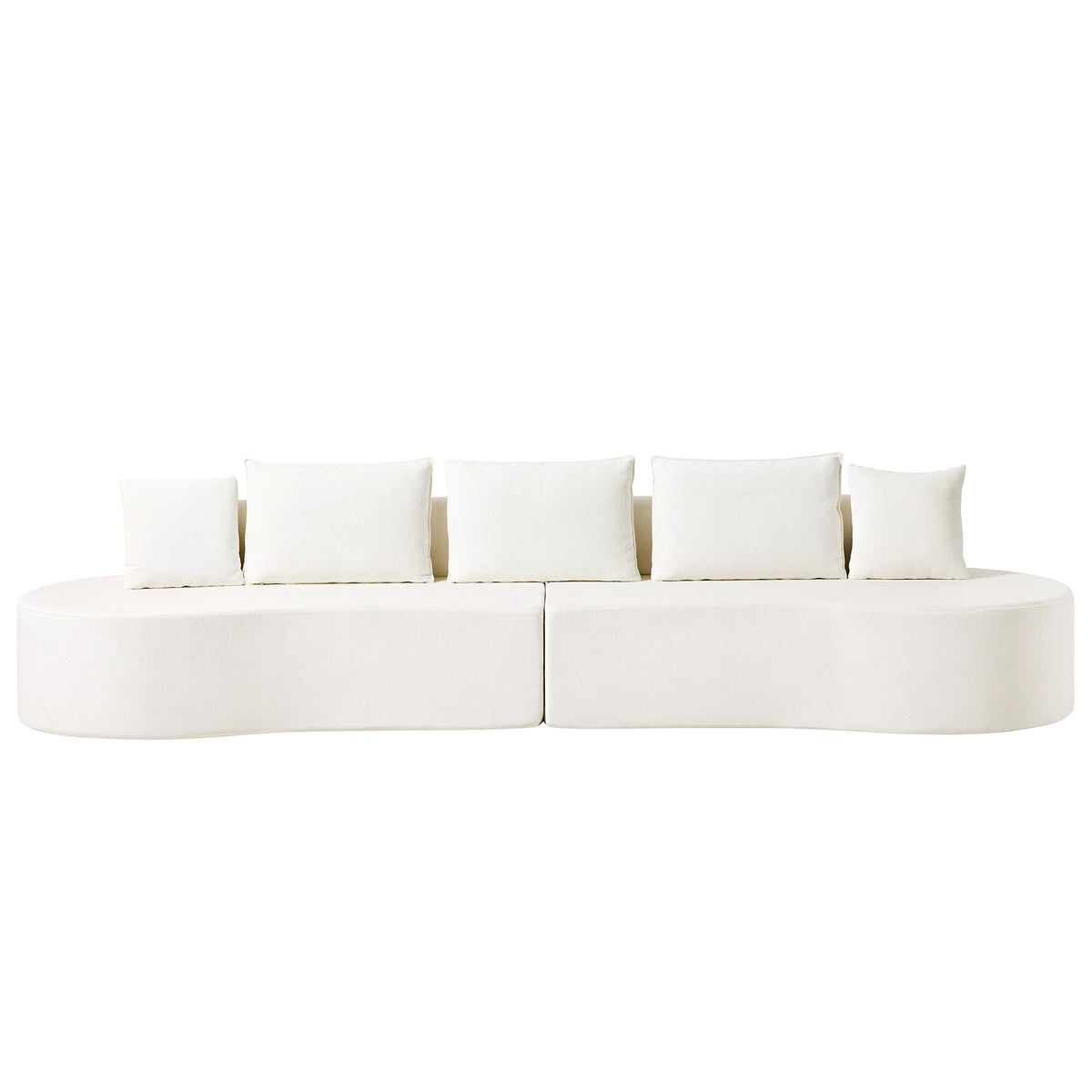 Christopher Knight Home Sabina 138.6" Modern Curved Modular Sectional Sofa with High-Density Fully Compressed Sponge, White