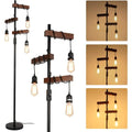 GDFStudio Chaugnar Industrial Dimmable Floor Lamp with 3 Lights, Caramel