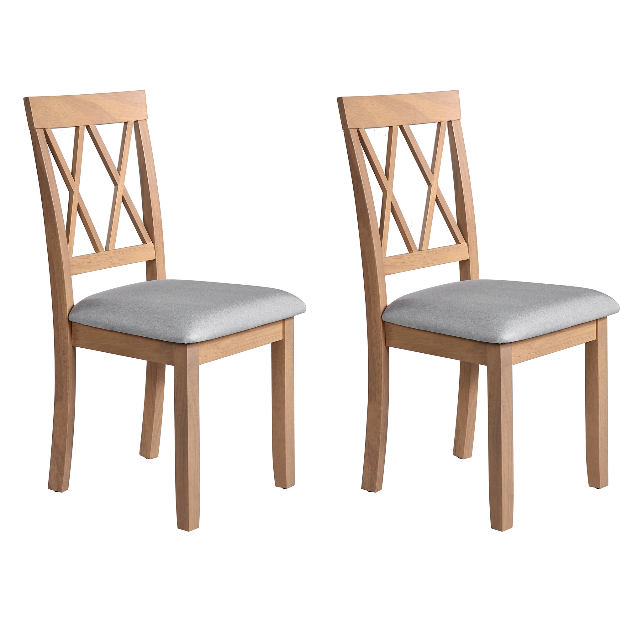Modern Upholstered Dining Chairs with Tufted Back, Linen Fabric Kitchen Chairs with Solid Wood Legs （Set of 2）