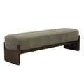 Christopher Knight Home Arabella 64" Modern Rubberwood Upholstered Loop Yarn Ottoman, Dark Green