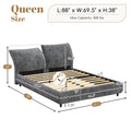 Christopher Knight Home Modern Fabric Upholstered Bed with Adjustable Cushion Headboard & Wood Slat Support