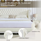 Christopher Knight Home Modern Velvet Wingback Tufted Platform Bed with Nailhead Trim and Silver Legs