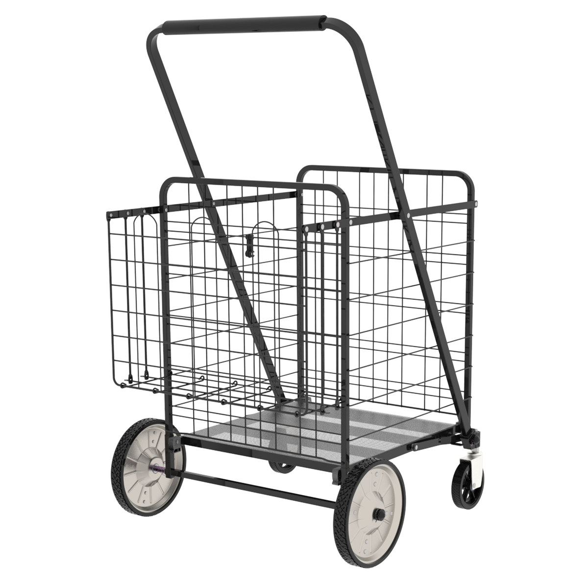 GDFStudio Salta Metal Foldable Shopping Cart with Dual Baskets and 360  Swivel Wheels