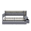 GDFStudio Nguyen Upholstery Daybed with Storage Footstool and Shelves,with Two Drawers, Grey