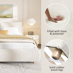 Christopher Knight Home Modern Boucle Upholstered Platform Bed with Pillow Headboard