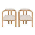 Christopher Knight Home Valebrook Modern Rubber Wood Dining Chairs with Upholstered Seat and Slatted Curved Back, Natural/Beige