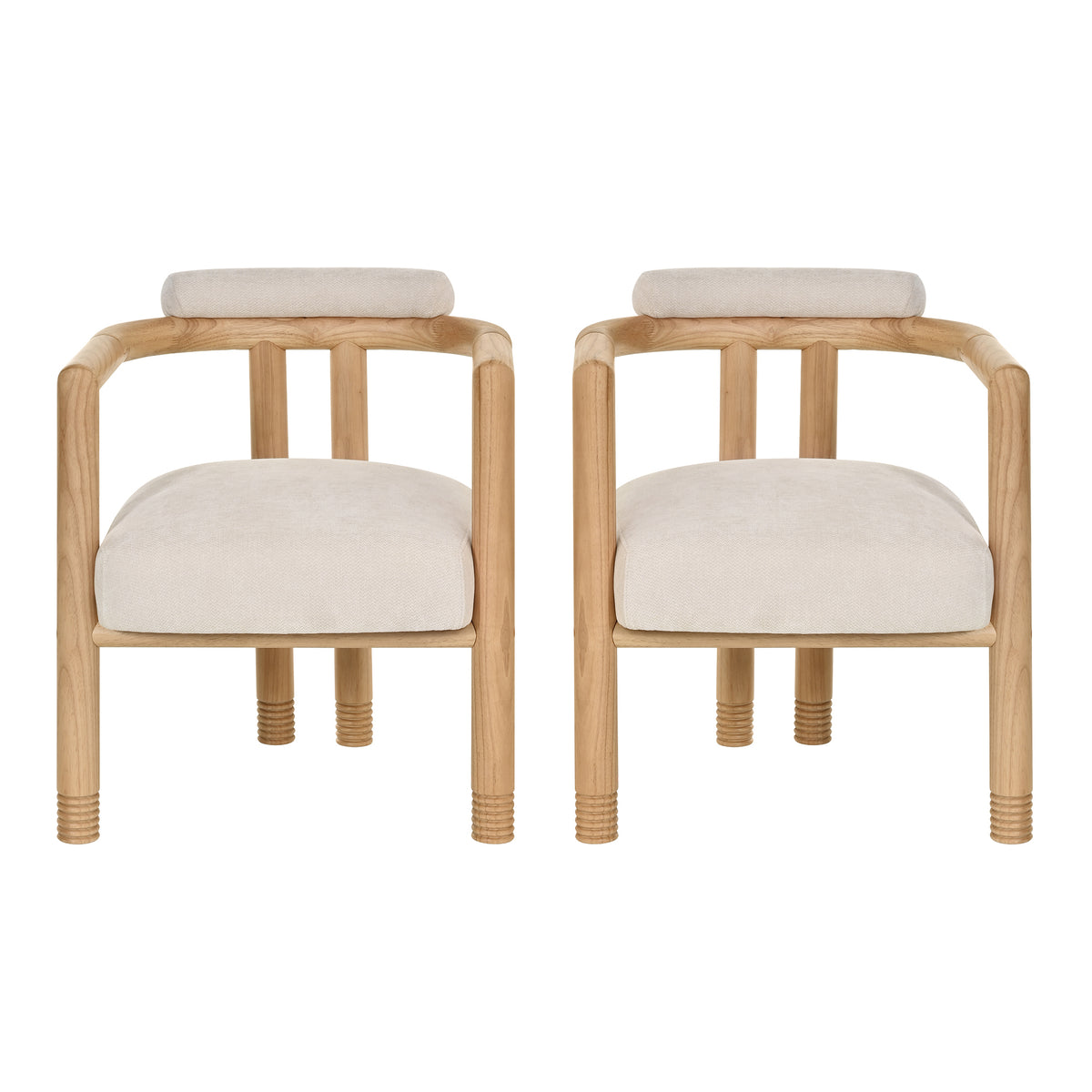 Christopher Knight Home Valebrook Modern Rubber Wood Dining Chairs with Upholstered Seat and Slatted Curved Back, Natural/Beige