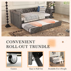 Christopher Knight Home Upholstered Velvet Daybed with Pull-Out Trundle & Tufted Backrest