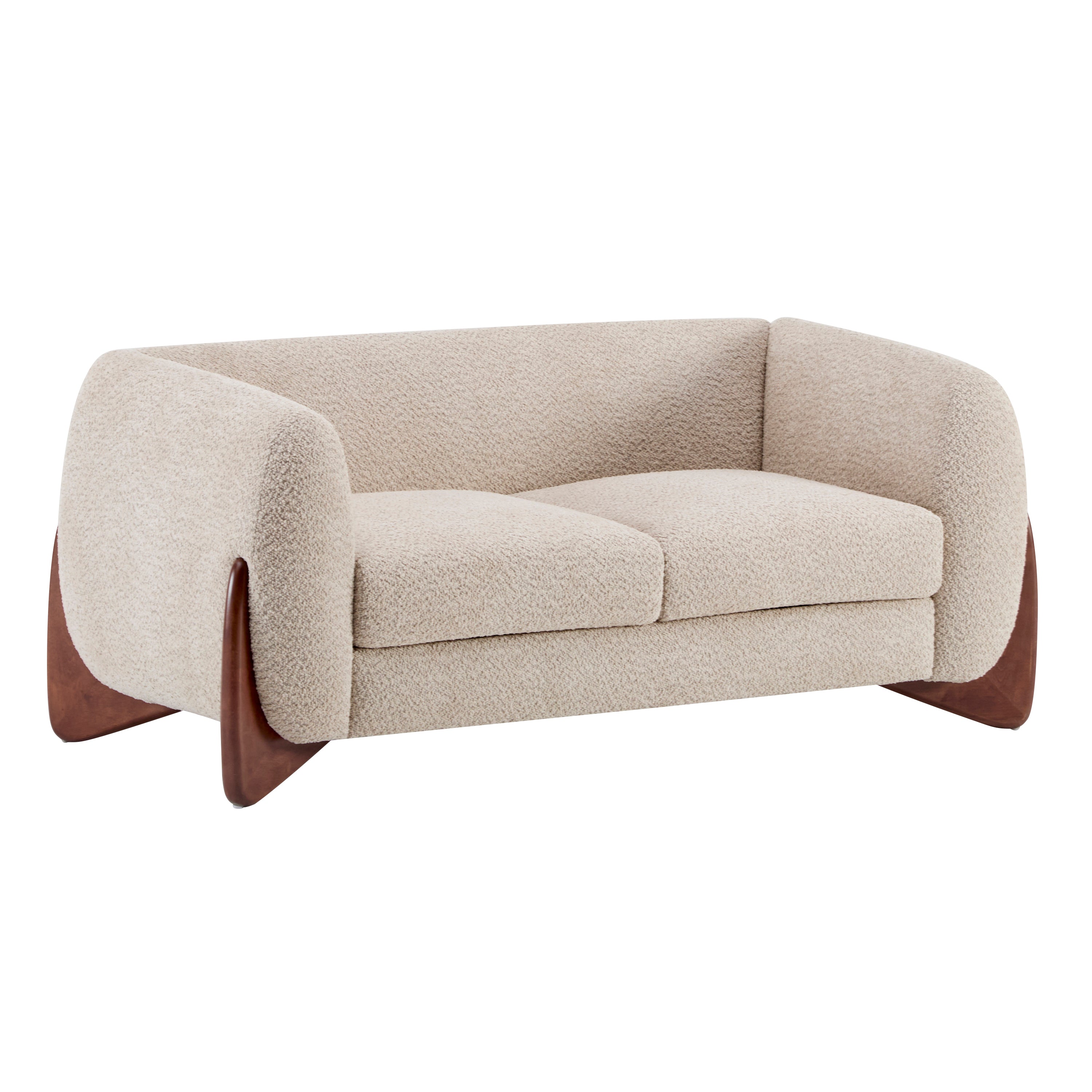 Christopher Knight Home Modern Boucle Upholstered 2-Seater Sofa with Birch Wood Legs