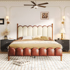 Christopher Knight Home Luxury Faux Leather Bed Frame with Curved Headboard & Solid Wood Support