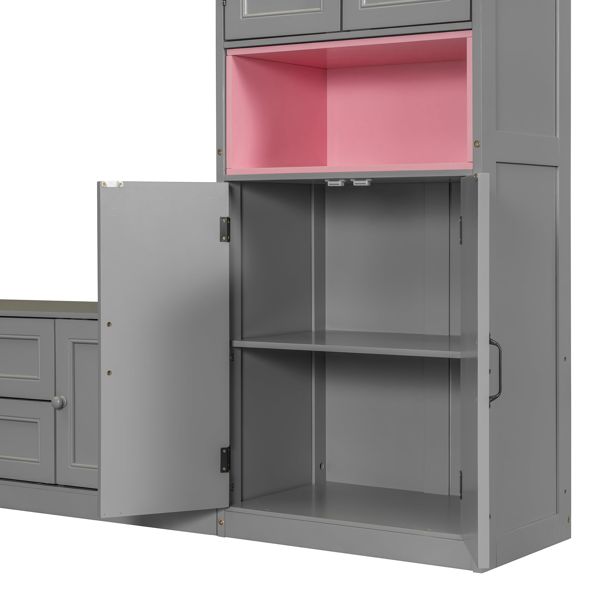 Twin Size Murphy Bed with TV Stand, Storage Drawers & Cabinets, Space-Saving Wall Bed for Small Rooms