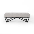 Christopher Knight Home Modern Upholstered Ottoman Bench with Tufted Waffle Stitch & Bentwood Base