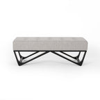 Christopher Knight Home Modern Upholstered Ottoman Bench with Tufted Waffle Stitch & Bentwood Base