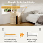 Christopher Knight Home Modern Boucle Upholstered Bed Frame with Thick Padded Headboard & Sturdy Wood-Steel Support