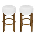 Christopher Knight Home Ashton Rubberwood Round Upholstered Barstools (Set of 2 ), Dark Walnut/Ivory