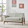 GDF Studio Modern Upholstered Loveseat with Elm Wood Legs & Flare Arm Design