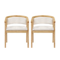 Christopher Knight Home Emilia Mid Century Modern Boucle Upholstered Dining Chairs with U-Shaped Armrests (Set of 2), Beige/Oak