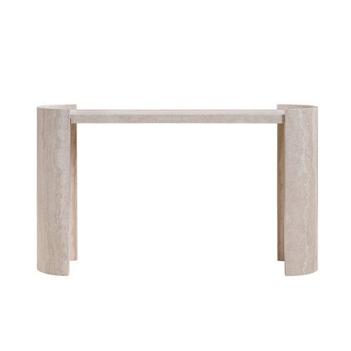 GDFStudio Ormarr Modern 53'' Faux Marble Pattern Wood Console Table,Beige