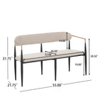 Christopher Knight Home 55-Inch Modern Upholstered Loveseat Settee with Iron Frame & Gold Trim