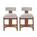 Christopher Knight Home Polymnia Modern Rubberwood Linen Upholstered Counter Stools (Set of 2), Espresso/Beige