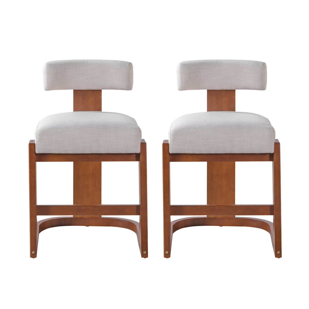 Christopher Knight Home Polymnia Modern Rubberwood Linen Upholstered Counter Stools (Set of 2), Espresso/Beige