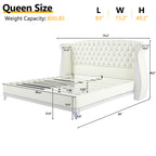 Christopher Knight Home Modern Velvet Wingback Tufted Platform Bed with Nailhead Trim and Silver Legs