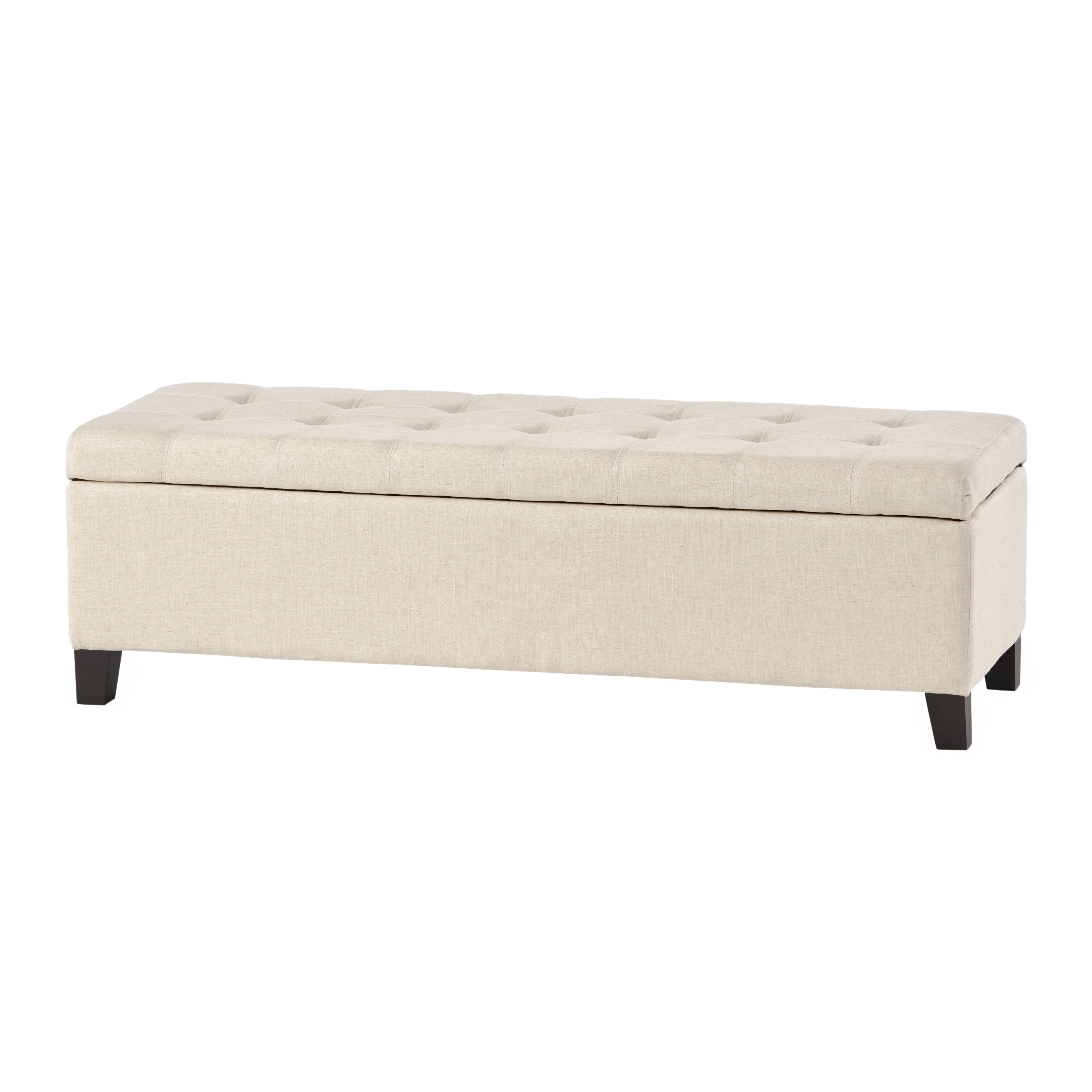 Christopher Knight Home Wendover Upholstered Tufted Storage Ottoman, Beige