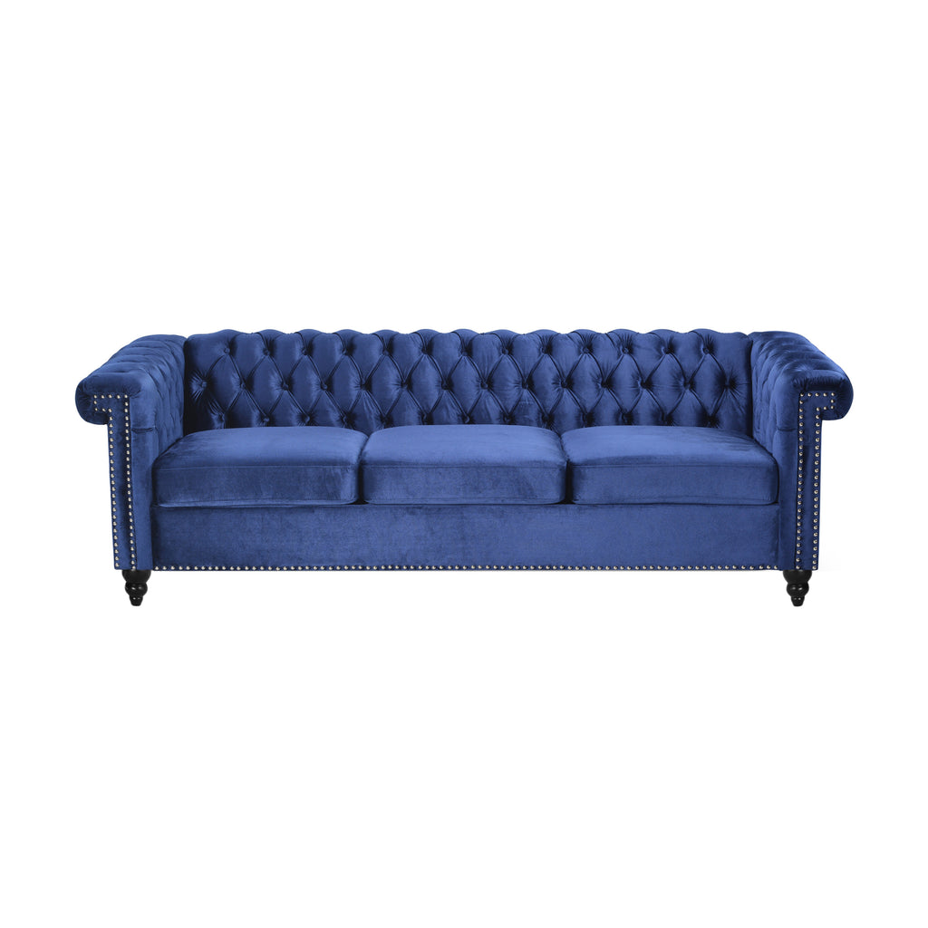 Chesterfield-Style Sofa with Deep Button Tufting & Nailhead Trim ¨C Classic Upholstered Living Room Couch