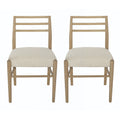 Christopher Knight Home Fescue Farmhouse Upholstered Rubberwood Dining Chairs (Set of 2), Light Beige/Light Brown