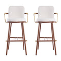 Christopher Knight Home Clara Modern Upholstered Bar Stools (Set of 2), Beige/Walnut