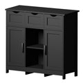 GDFStudio Jeff 35.4  Wood Storage Cabinet with Drawers and Shelves, Black