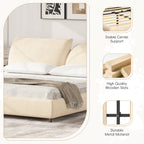 Christopher Knight Home Modern Fabric Upholstered Bed with Adjustable Cushion Headboard & Wood Slat Support