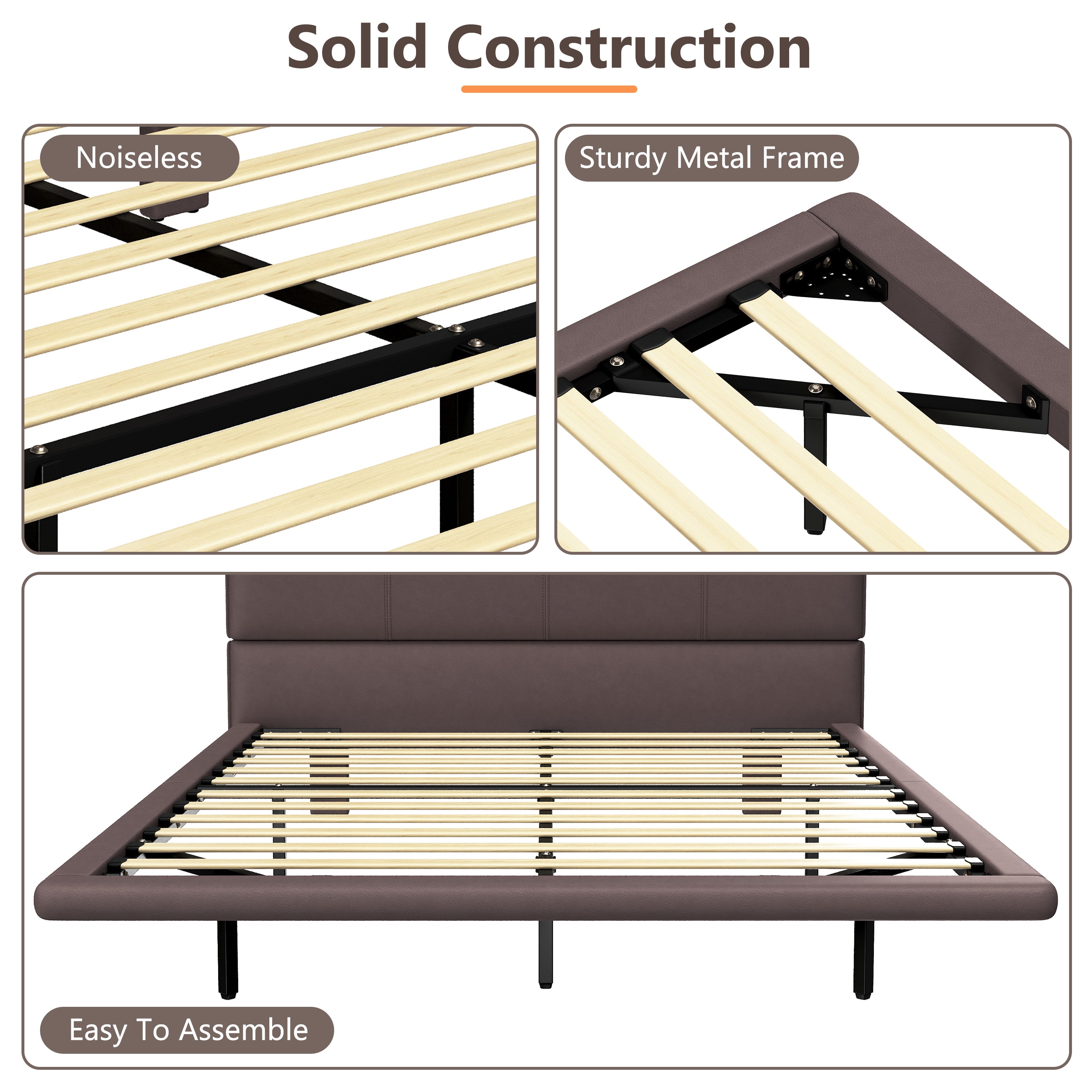 Christopher Knight Home Modern Floating Platform Bed with PU Leather & LED Under-Bed Lighting