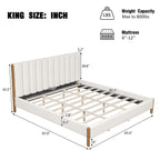 Christopher Knight Home Modern Boucle Upholstered Platform Bed with Rubber Wood Legs, King