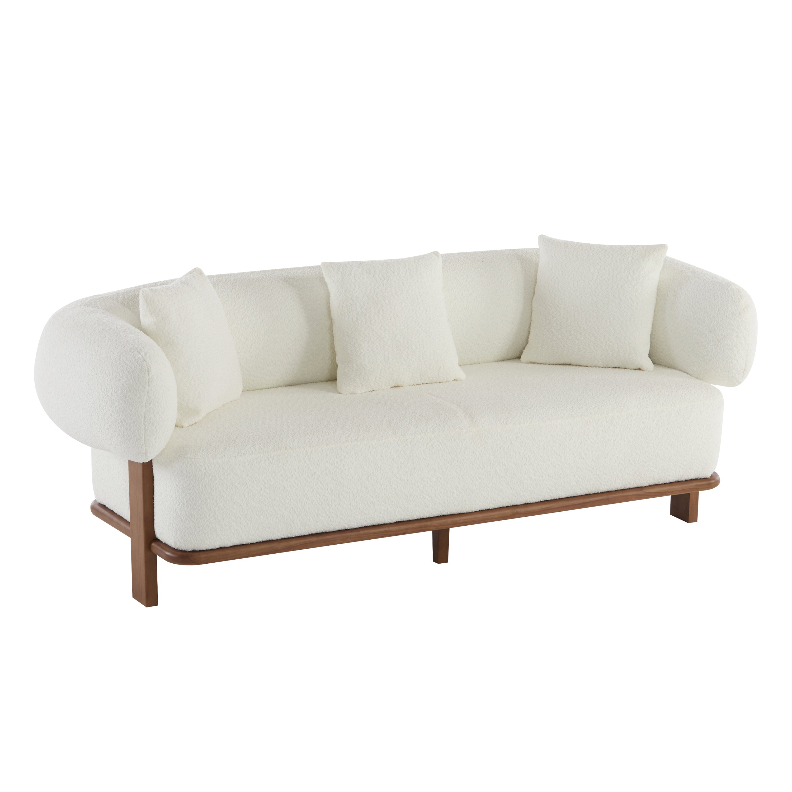 Christopher Knight Home 82" Modern Curved Living Room Sofa with Deep Seat & Solid Wood Frame