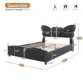 Christopher Knight Home Butterfly-Headboard PU Leather Platform Bed with Wood Slats & Metal Accents