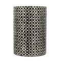 GDFStudio Dutile Capiz Drum Accent Side Table, Black-Diamond Pattern