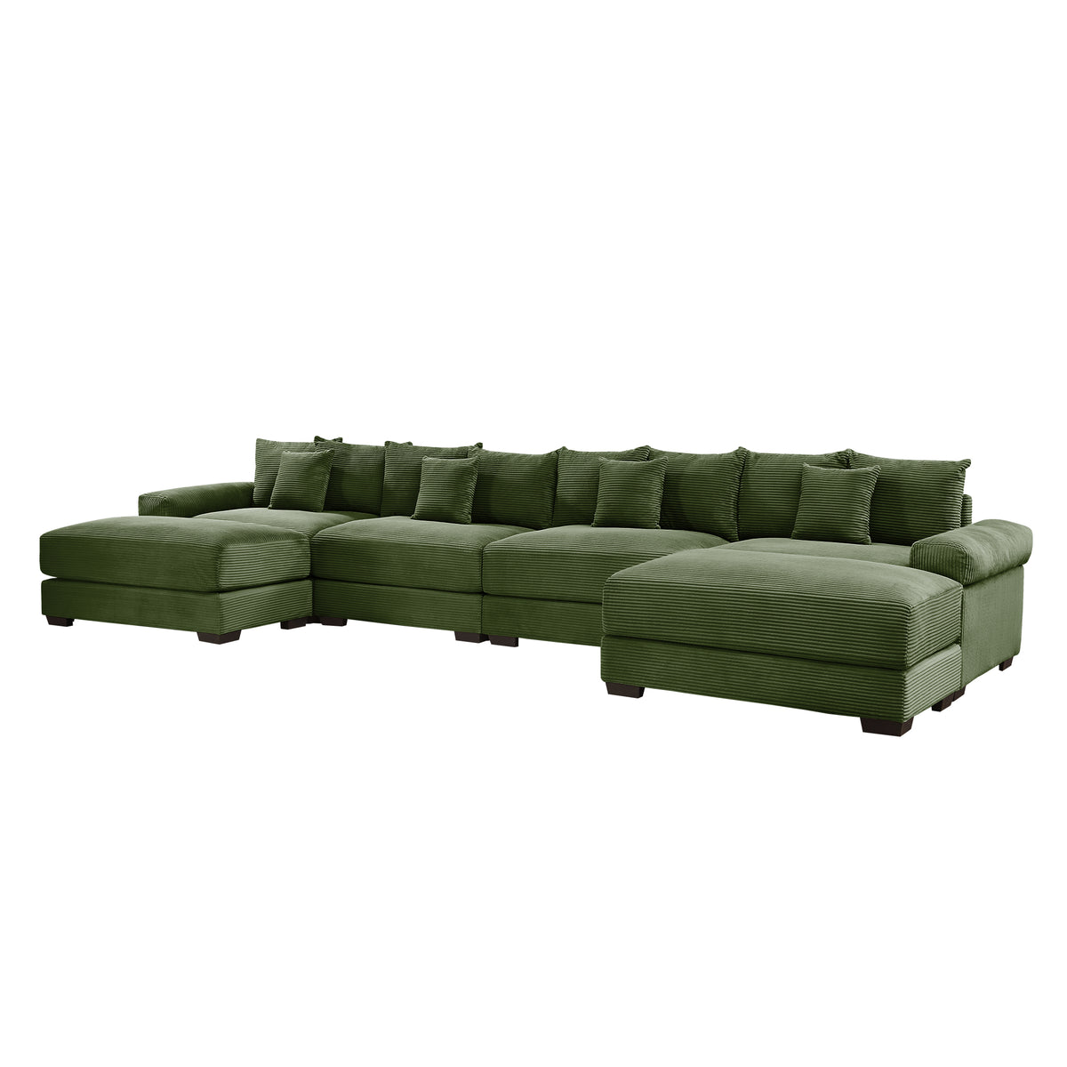 Christopher Knight Home Mavis Modern 170'' 4-Seater Oversized Corduroy Upholstered Sectional Sofa with 2 Ottomans, Green