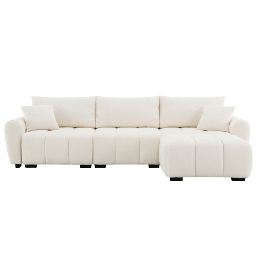 GDFStudio Jordan 110" Modular Boucle Upholstered L-Shape Sectional Sofa, Cream